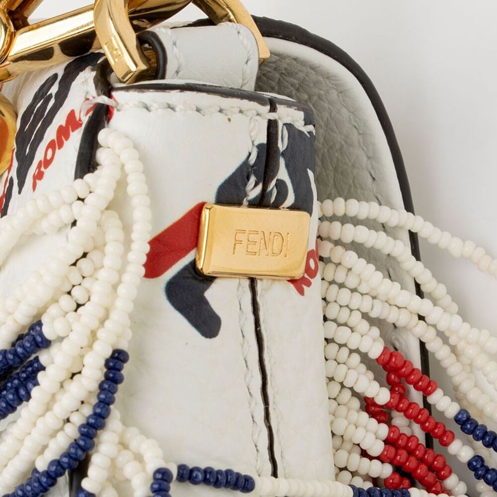 Fendi x Fila Calfskin Mania Beaded Fringe Baguette Shoulder Bag - Picture 12 of 16